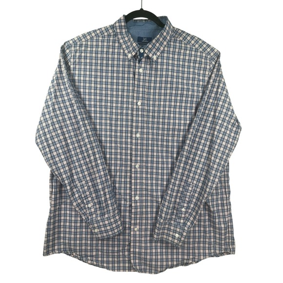 George Other - George Mens XL Classic Fit Button-Down‎ Shirt Blue/Pink Plaid Wrinkle Resistant